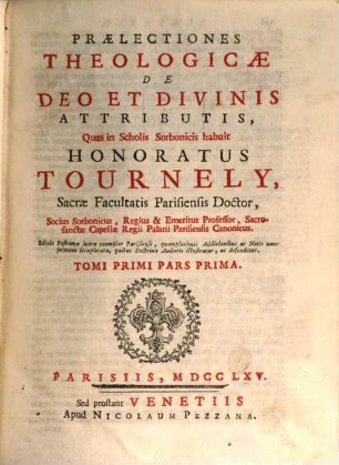 Praelectiones Theologicae, De Deo Et Divinis Attributis