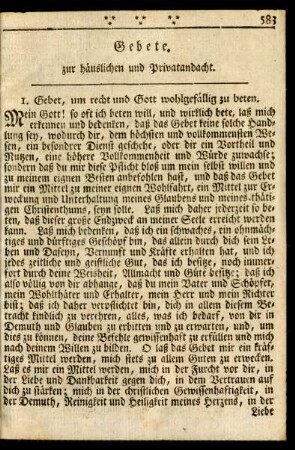Gebete. zur häuslichen und Privatandacht