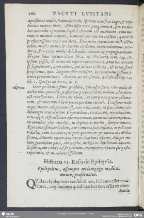 Historia 25. Rasis de Epilepsia. Epilepticus, assumpto melanogogo medicamento, praeseruatus