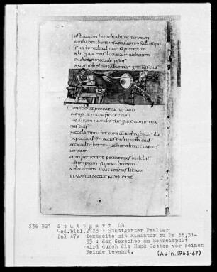 Der Stuttgarter Bibelpsalter — Der Sünder bekämpft den Gerechten, Folio 47verso