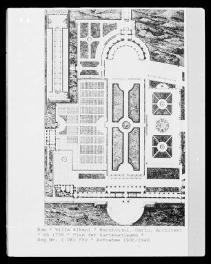 Villa Albani in Rom: Plan der Gartenanlagen