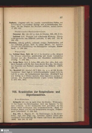 VIII. Krankheiten der Respirations- und Digestionsatrien