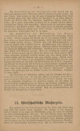 13. Wirtschaftliche Maßregeln