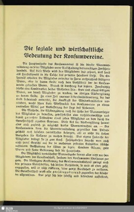 Die soziale und wirtschaftliche Bedeutung der Konsumvereine