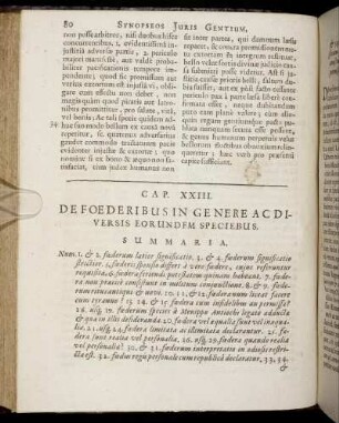 Cap. XXIII. De Foederibus In Genere Ac Diversis Forundem Speciebus.