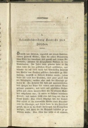 I. Lebensbeschreibung Heinrichs von Zütphen.