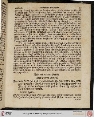 1. Theil: Der vierte Brieff (Bologna nach Florenz)