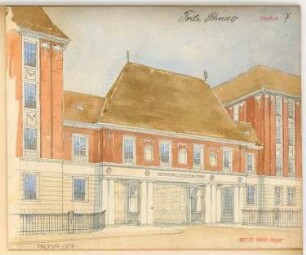 Torbau, Berlin-Steglitz Monatskonkurrenz Oktober 1908: Perspektivische Ansicht
