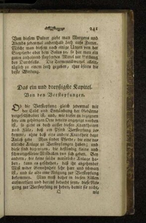 Das ein und dreyßigste Kapitel. Von den Verstopfungen.