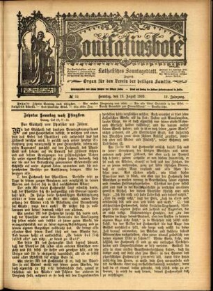 Erste Ausgabe vom Sonntag, den 12. August 1900.