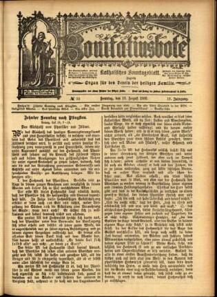 Erste Ausgabe vom Sonntag, den 12. August 1900.