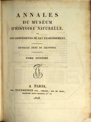 Annales du Muséum d'Histoire Naturelle. 11, 11. 1808