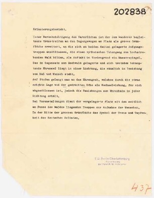 Reichs-Ehrenhain, Bad Berka: Erläuterungsbericht, 1 Seite