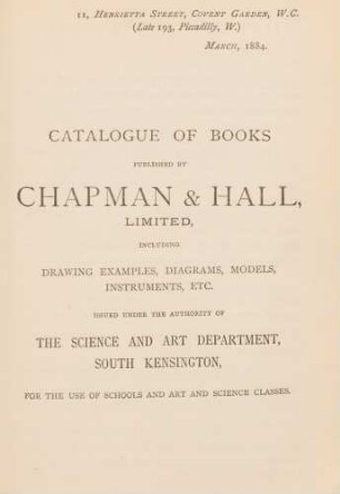 Catalogue of books published by Chapman & Hall ...