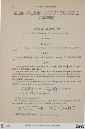 35: Notes de grammaire, [3] : à propos de la grammaire égyptienne de M. Erman