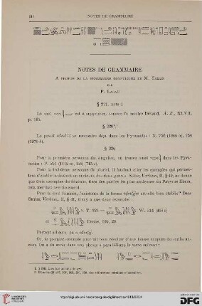 35: Notes de grammaire, [3] : à propos de la grammaire égyptienne de M. Erman