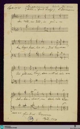 Sängerspruch - Mus. Hs. 1340 : Coro maschile; D