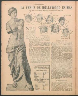 La Venus de Hollywood es más hermosa que la Venus antigua : Una nota enviada desde Hollywood por Enrique Blaquie