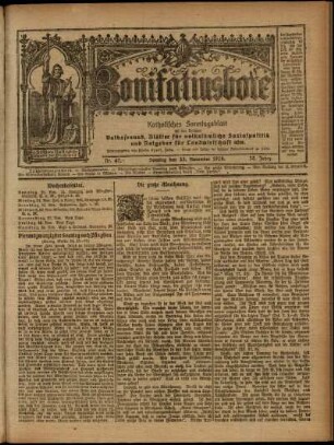 Erste Ausgabe vom Sonntag, den 23. November 1919.