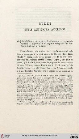 5: Studi sulle antichità acquensi