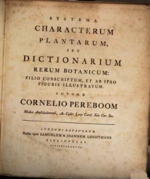 Systema characterum plantarum