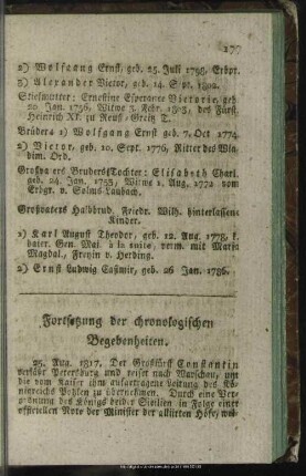 Fortsetzung der chronologischen Begebenheiten