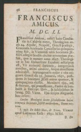 Franciscus Amicus. M. DC. LI.