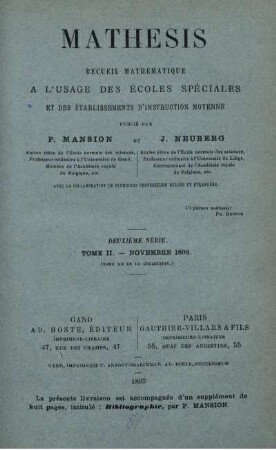 DEUXIÈME SÈRIE. TOME II - ANNÉE 1892.