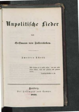 Theil 2: Unpolitische Lieder