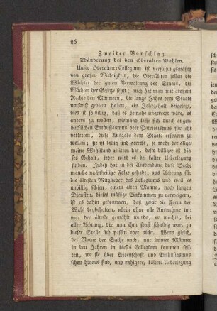 Zweiter Vorschlag. Abänderung bei den Oberalten=Wahlen.