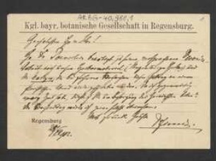 Brief von Heinrich Karl August Fürnrohr an Max von Schelling