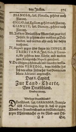 Das X. Capitel. Zur Land-Charte von Deutschland.