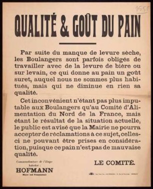 "Qualité & Goût du pain"