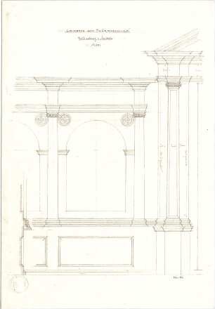 Littmann, Max; Archiv Littmann, Mappe 6, Interieurs - Lambrie mit Türanschluss im Spital, Rothenburg (Teilansicht m. Schnitt)