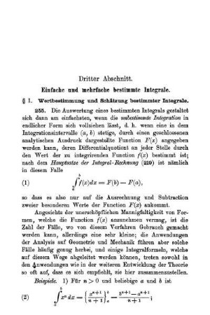 Dritter Abschnitt. Einfache und mehrfache bestimmte Integrale.