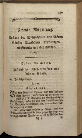 Erster Abschnitt. Zustand der Wissenschaften und schönen Künste.