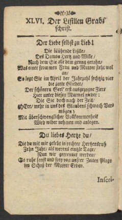 XLVI. Der Lisillen Grabschrift