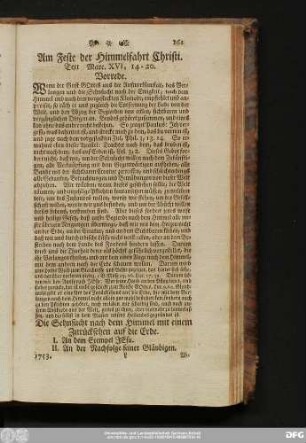 Am Feste der Himmelfahrt Christi. Text Marc. XVI, 14 - 20.