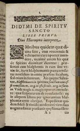 Liber Primus, Diuo Hieronymo interprete.