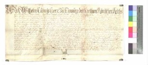 Wilhelm Ludwig, Herr zu Limpurg, Reichserbschenk, belehnt Johann Burkhard Meßnang, des Rats zu Gmünd, als Träger des Magistrats zu Gmünd, mit der Überschlagmühle zu Gmünd.