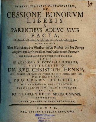 De cessione bonorum liberis a parentibus adhuc vivis facta