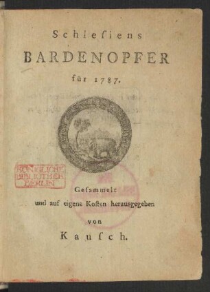 1787: Schlesiens Bardenopfer