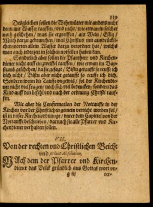 VI. Von der rechten und Christlichen Beicht und privat Absolution.
