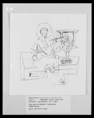 Evangeliar — Lukas malt die Madonna