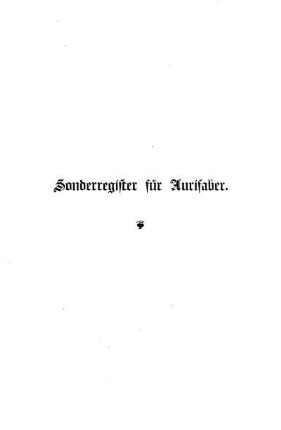 Sonderregister für Aurifaber.