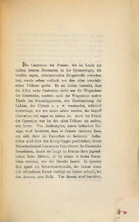 Zur Casuistik der Castration der Frauen