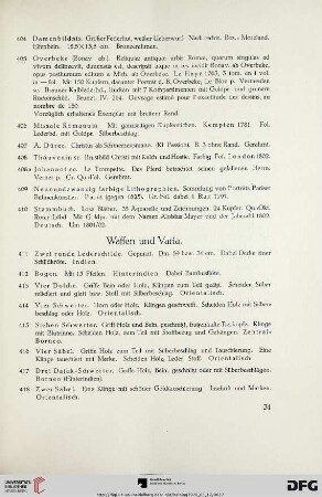 Waffen und Varia (Nr. 411-457)