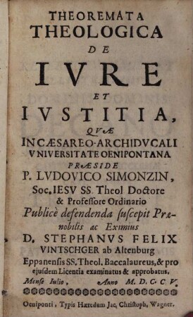 Theoremata theologica de iure et iustitia