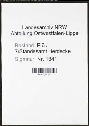 Heiratsregister Standesamt Herdecke