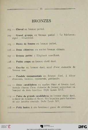 Bronzes (Nr. 103-118)